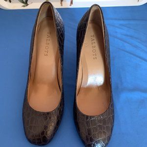Talbots, Brown, Size 7 1/2, Leather Upper, Gold-rim on the heels